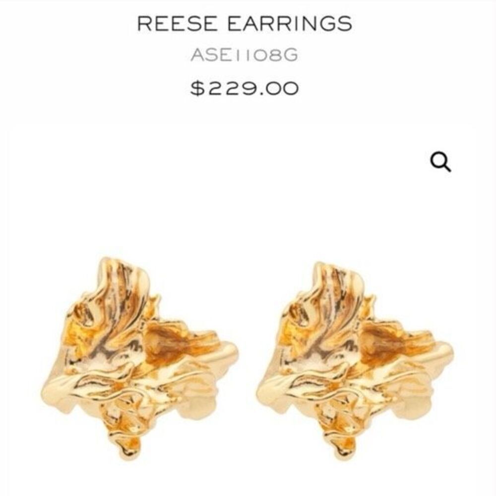 Luxurious Amber Sceats Reese Earrings Rich 24k GP Gold Nugget NEW